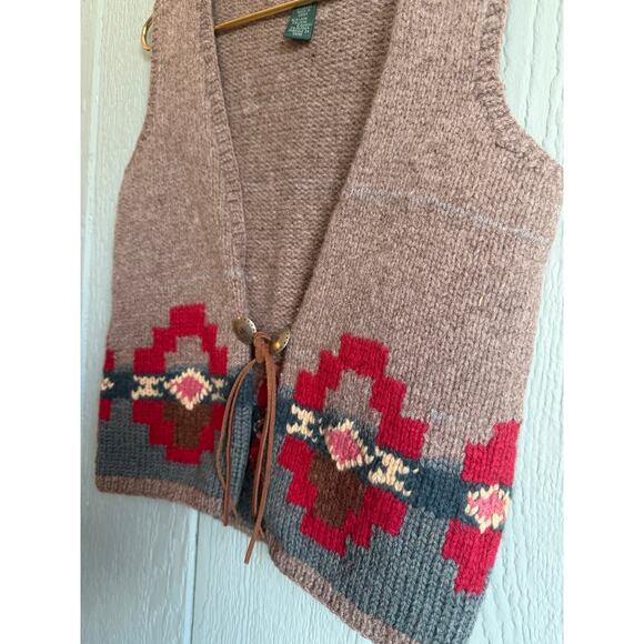 Vintage Ralph Lauren Hand Knit Southwest Aztec Wool Alpaca Vest - Picture 3 of 6
